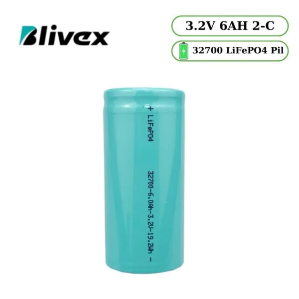 Blivex LiFePO4 32700 3.2V 6000 mAh 2C Silindirik Pil