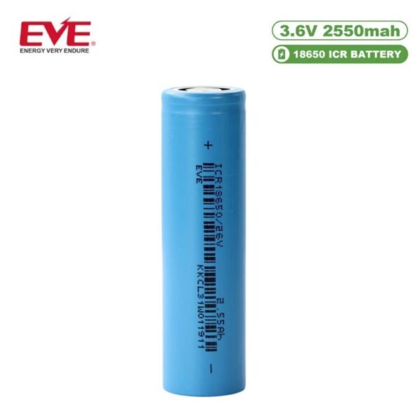 EVE Li-Ion 18650 3.7V 2550mAh 3C Şarj Edilebilir Pil