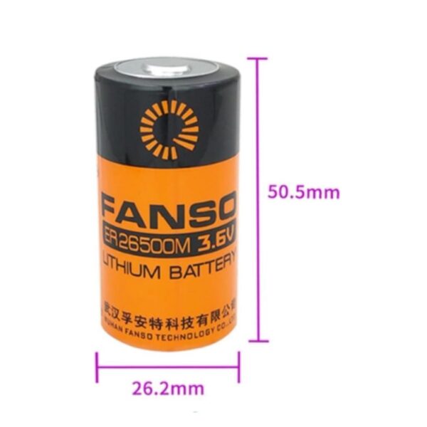 Fanso ER26500M 3.6V 6000mAh Li-SOCl2 Lithium Pil - Görsel 2