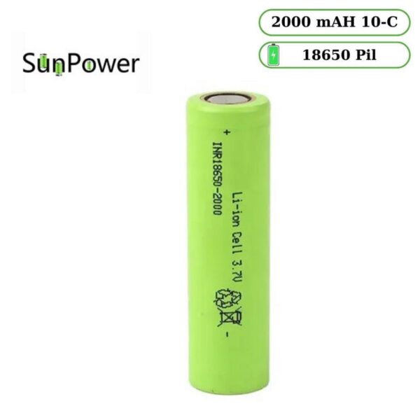 SunPower Li-İon 18650 3.7V 2000mAh 10C Şarj Edilebilir Pil