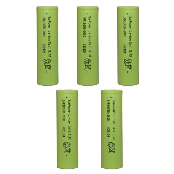 SunPower Li-İon 18650 3.7V 2000 Mah Şarjlı Pil 5'Li