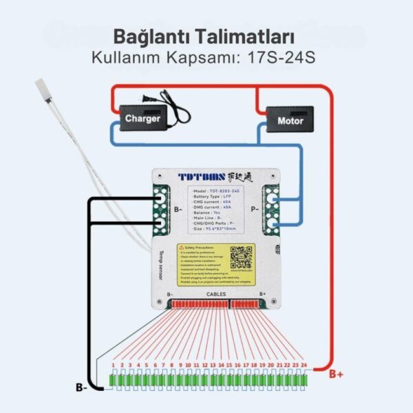 TDT Hardware 20S 60V 40A LiFePO4 BMS Balanslı - Görsel 4