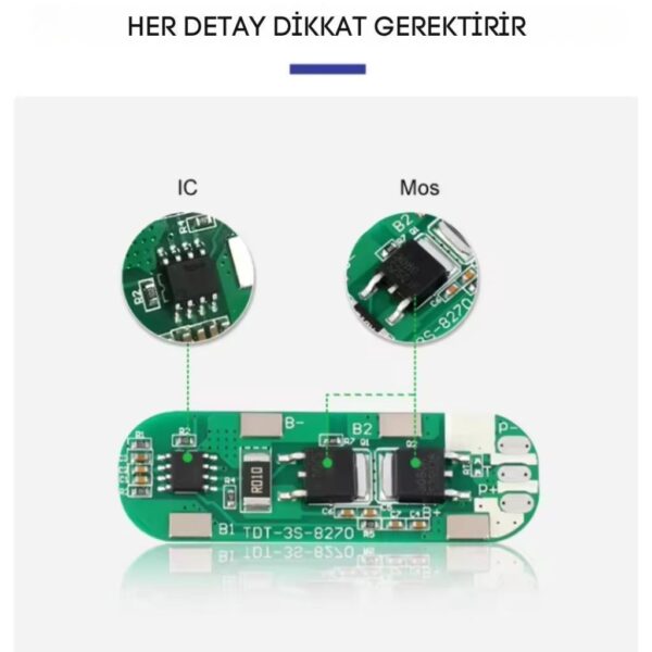 TDT 3S 5A BSM Li-ion Batarya Koruma Devresi 18650 - Görsel 5