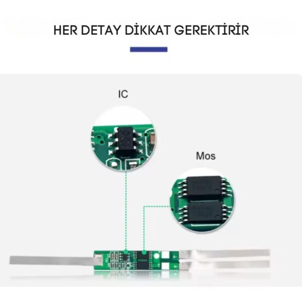 TDT 7.4V 2S 2A Li-Ion Pil Koruma Devresi Nikel Şeritli BMS - Görsel 4