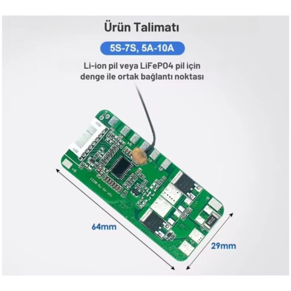 TDT 7S 10A Li-Ion Pil Koruma Devresi BMS - Görsel 2